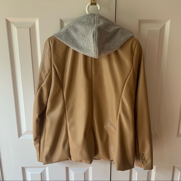 Rachel Zoe Camel Faux Leather Dickey Blazer - Picture 2 of 12